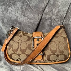 Coach Vintage Demi Hampton monogram canvas shoulder bag.